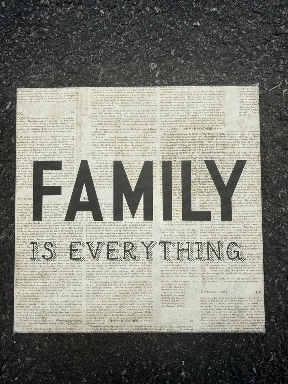 FAMILY IS EVERYTHING Wall Art Print - Text Newspaper Background